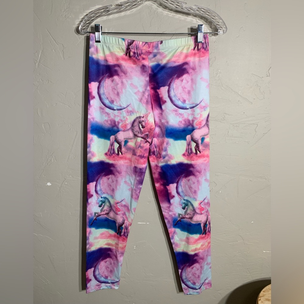 Unicorn pink and blue moon clouds leggings
